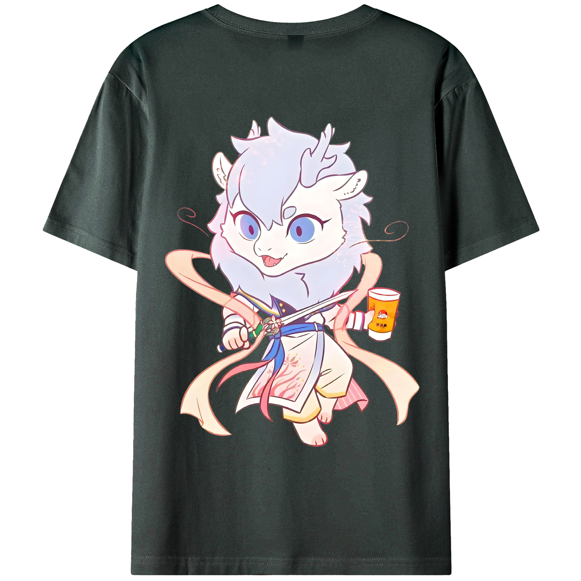 （画像用） Ne Zha 2 ナタ 魔童の大暴れ 綿100％ メンズ半袖Tシャツ（バックプリント） 通気性